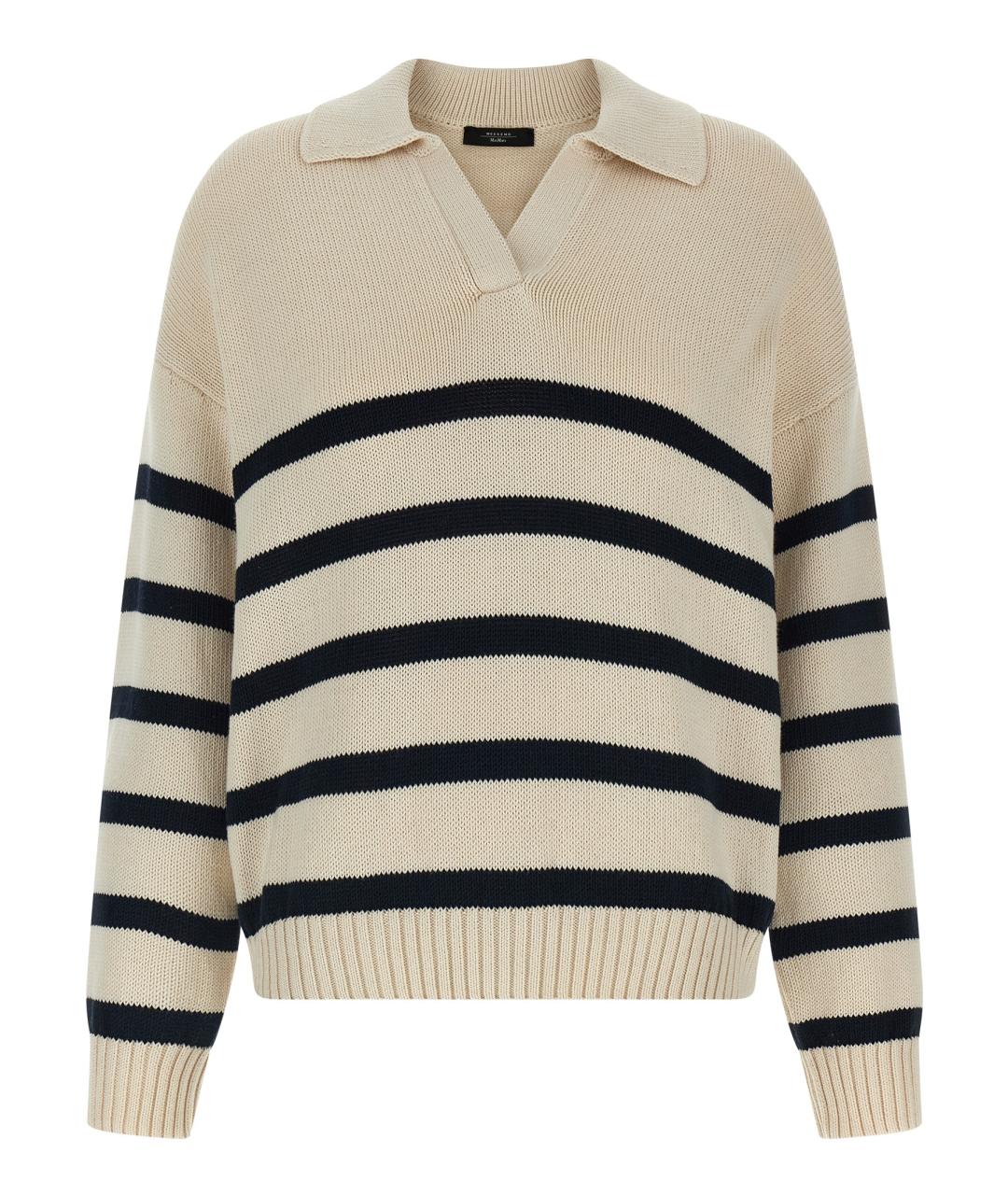 WEEKEND MAX MARA Бежевый хлопковый джемпер / свитер, фото 1