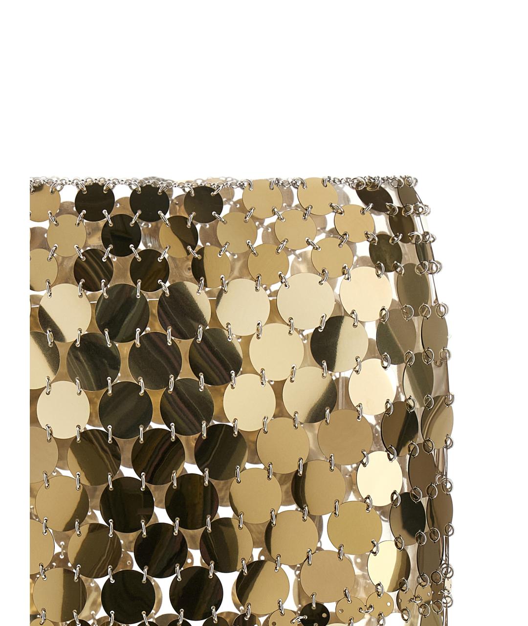 PACO RABANNE Золотая полиэстеровая юбка мини, фото 3
