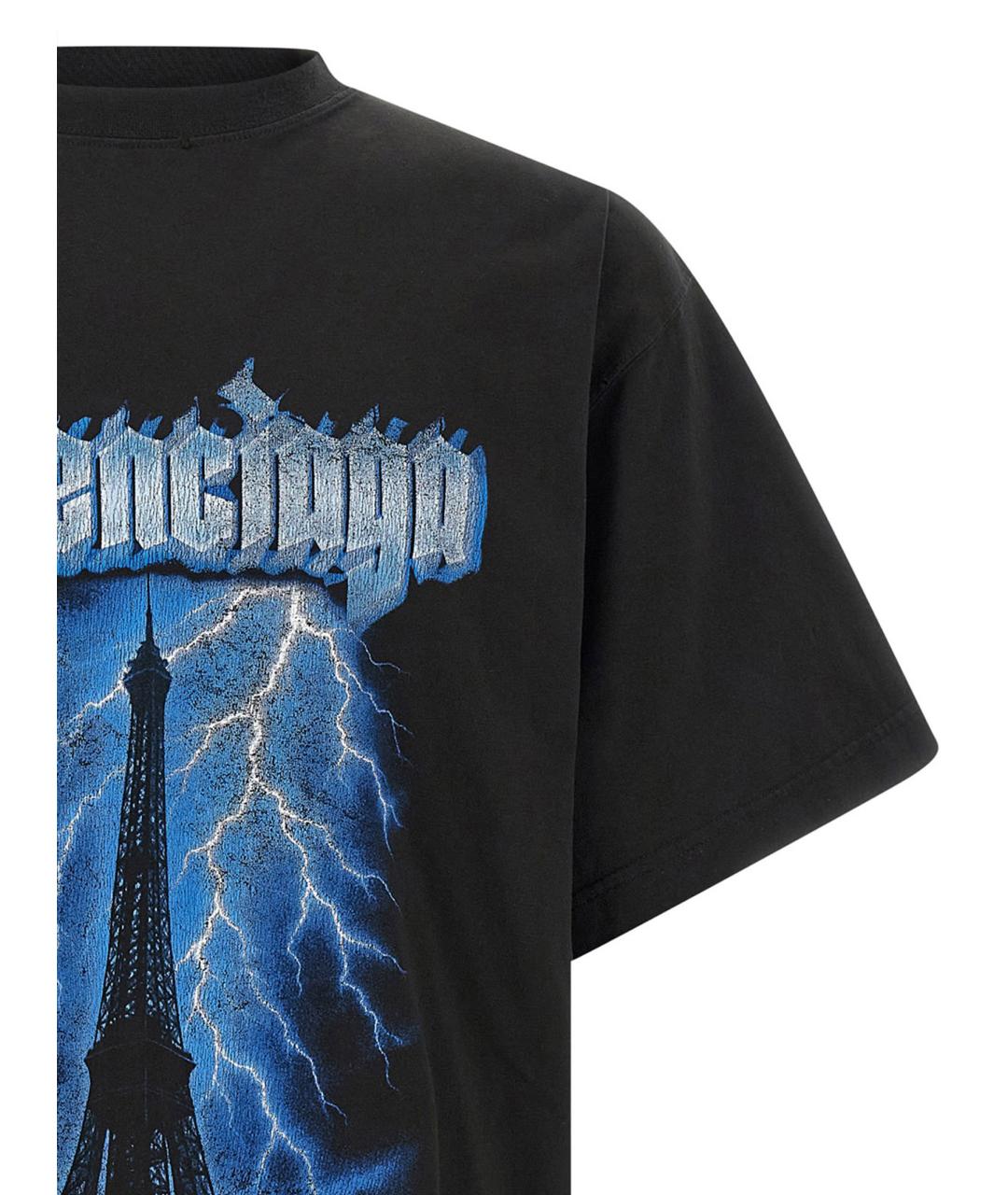 BALENCIAGA Черная хлопковая футболка, фото 3