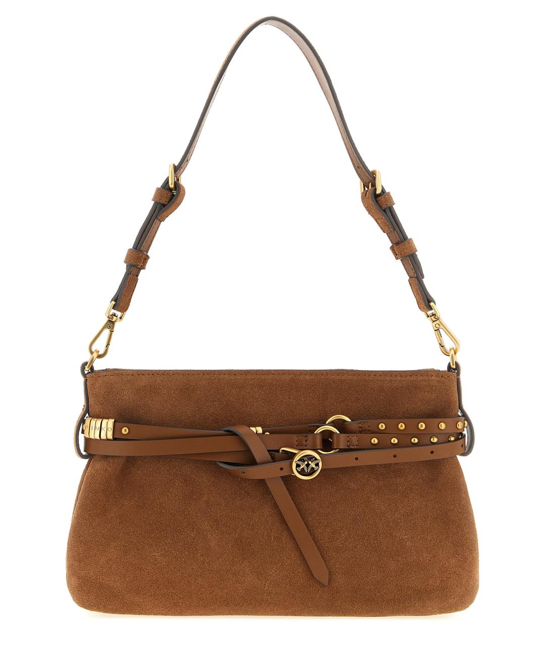 PINKO Коричневая замшевая сумка через плечо, фото 1