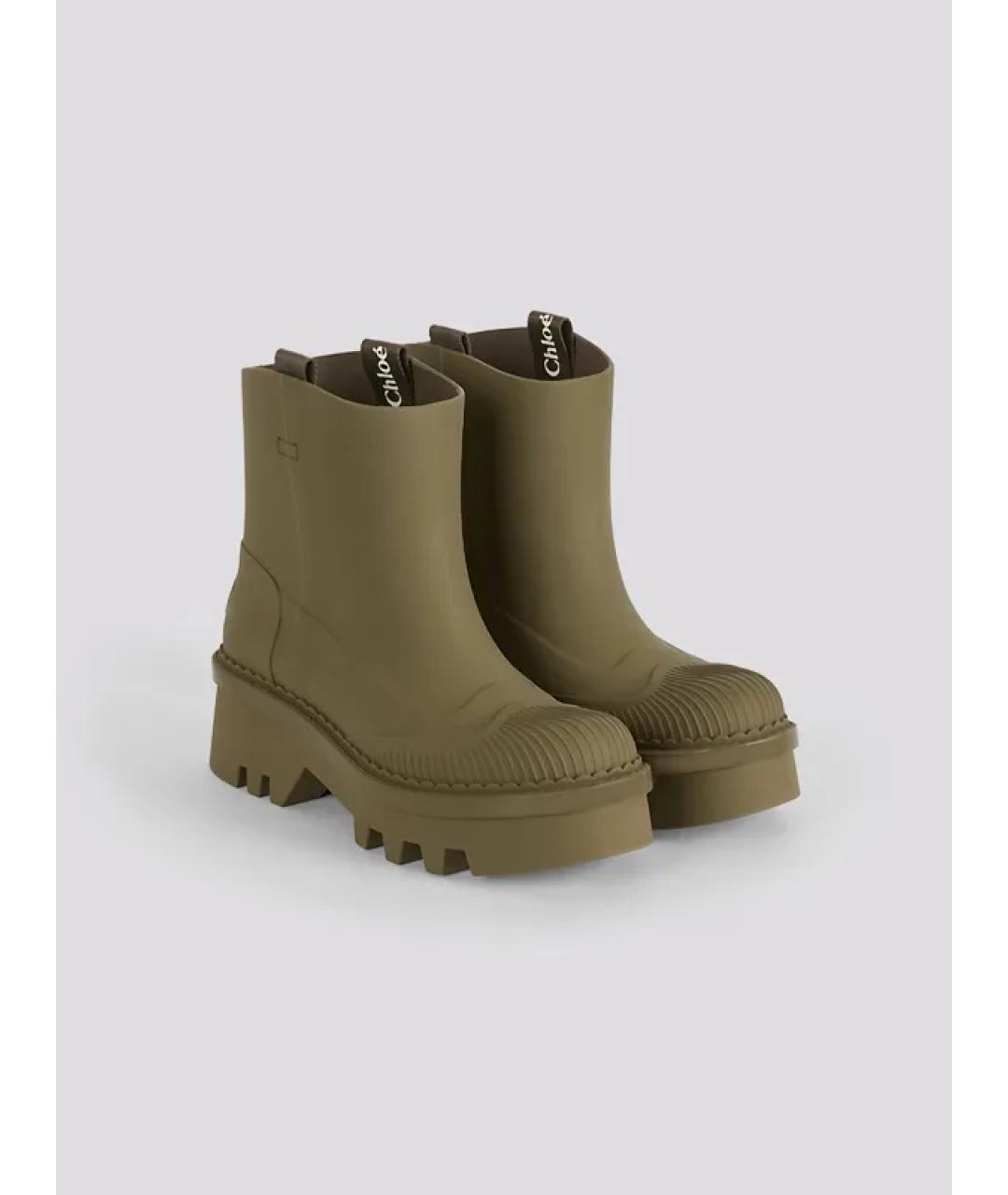 CHLOE Хаки резиновые полусапоги, фото 2