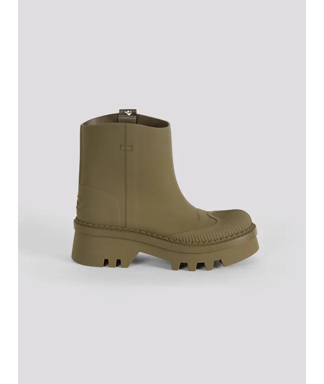 CHLOE Хаки резиновые полусапоги, фото 5