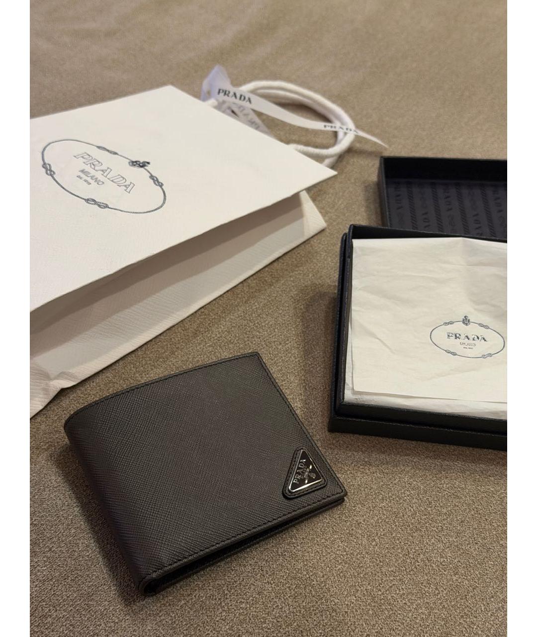 PRADA Антрацитовый кожаный кошелек, фото 2