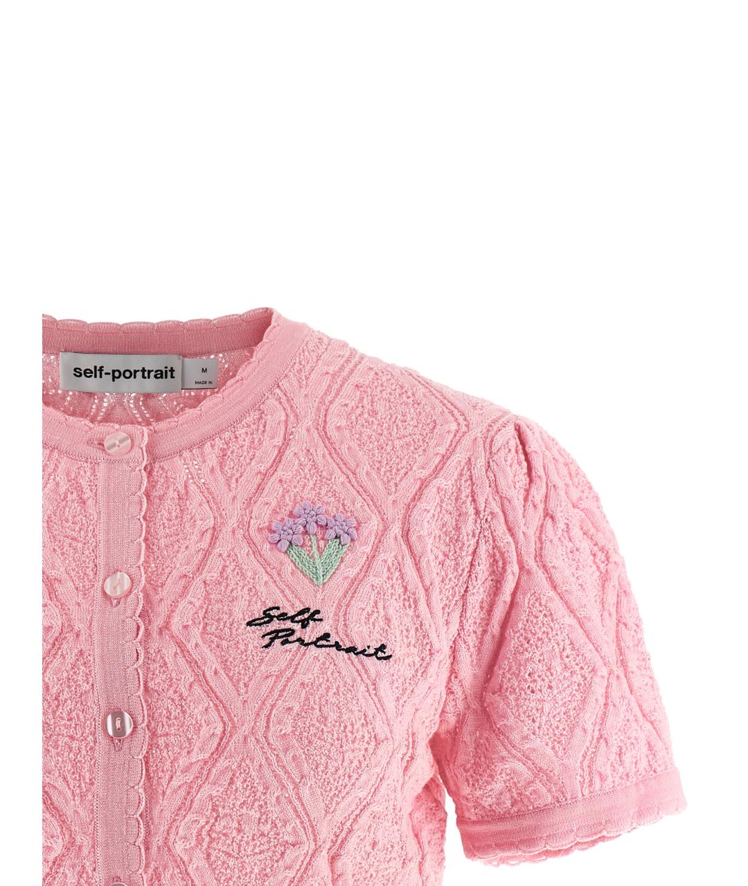 SELF-PORTRAIT Розовый хлопковый кардиган, фото 3