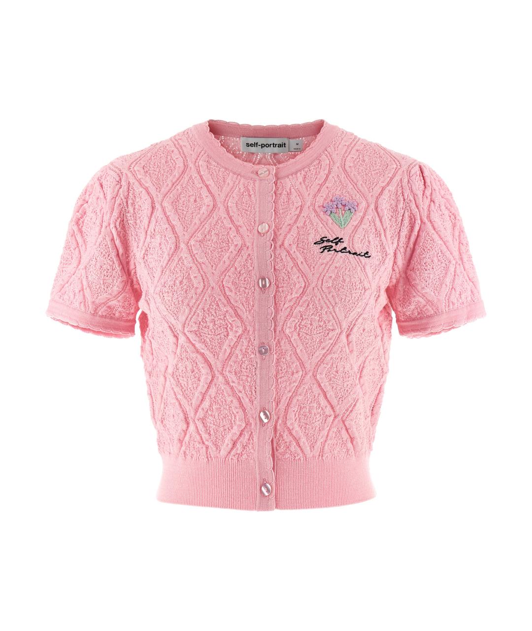 SELF-PORTRAIT Розовый хлопковый кардиган, фото 1