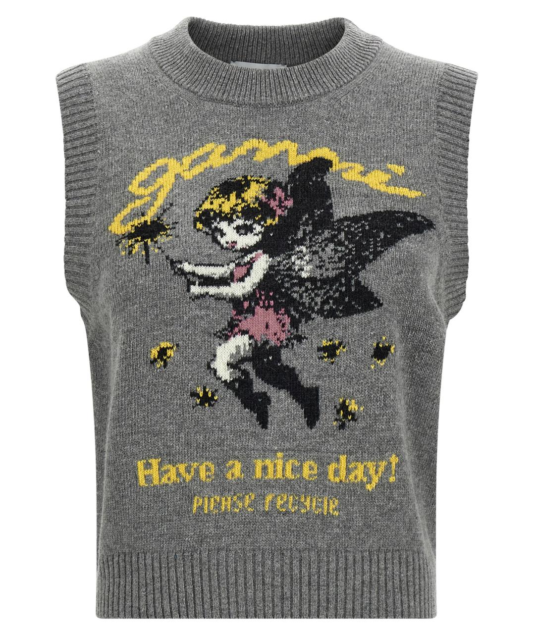 GANNI Серая шерстяная жилетка, фото 1