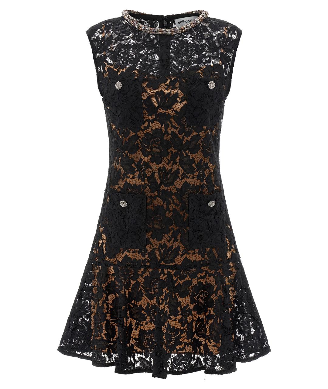 SELF-PORTRAIT Черное полиамидовое коктейльное платье, фото 1