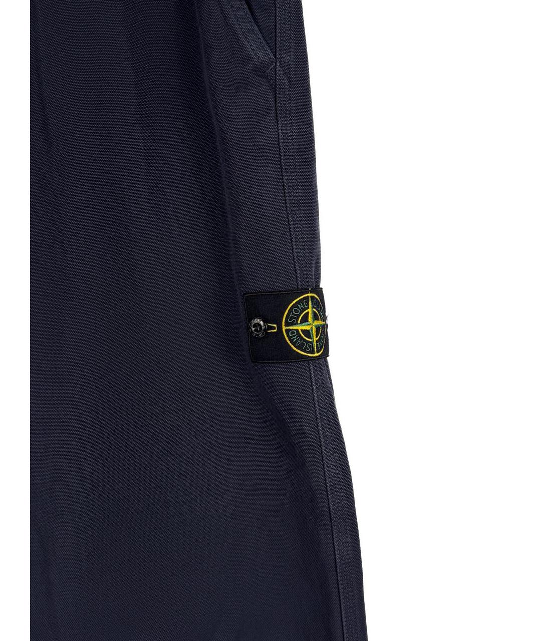 STONE ISLAND Темно-синие хлопковые повседневные брюки, фото 4