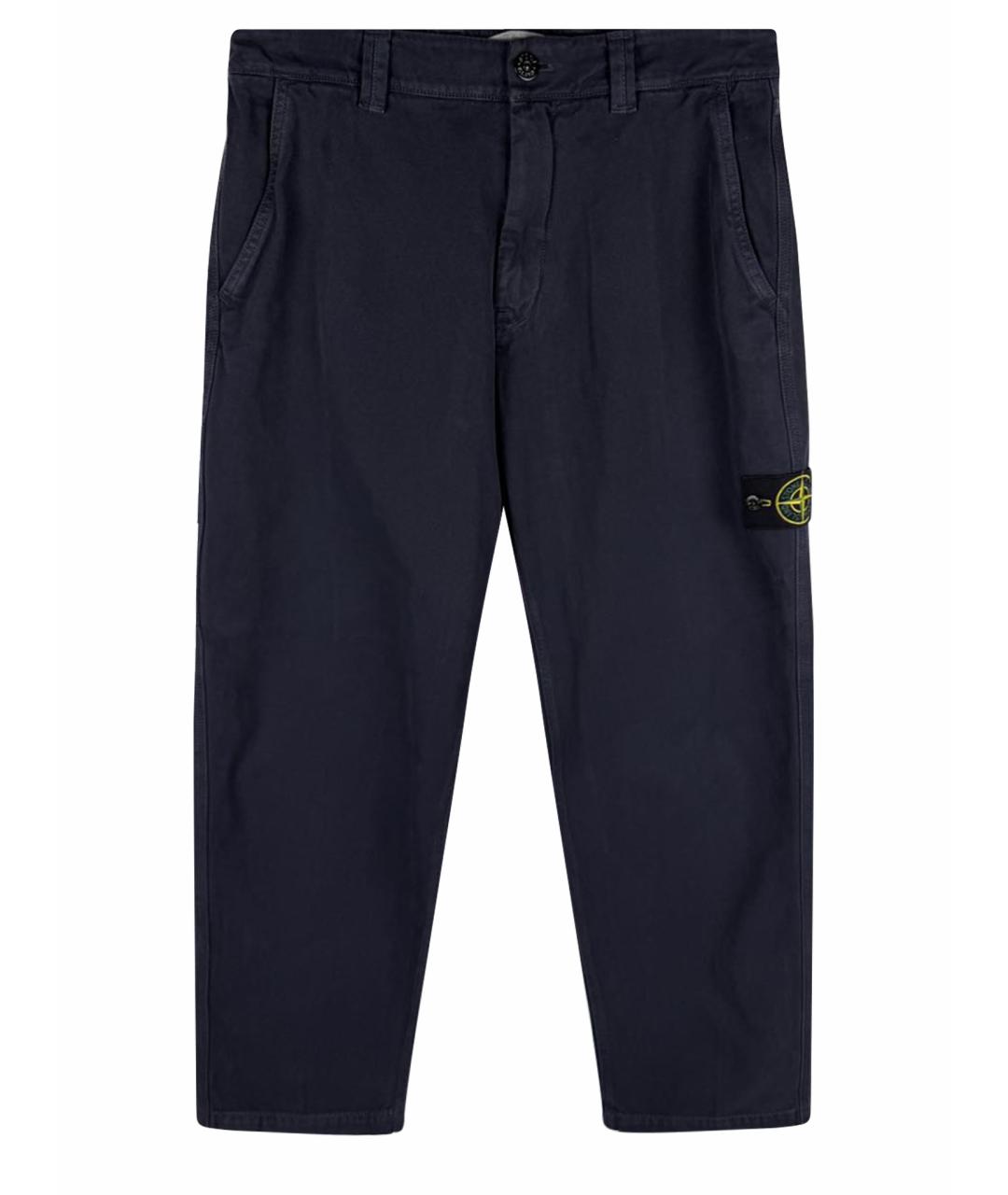 STONE ISLAND Темно-синие хлопковые повседневные брюки, фото 1
