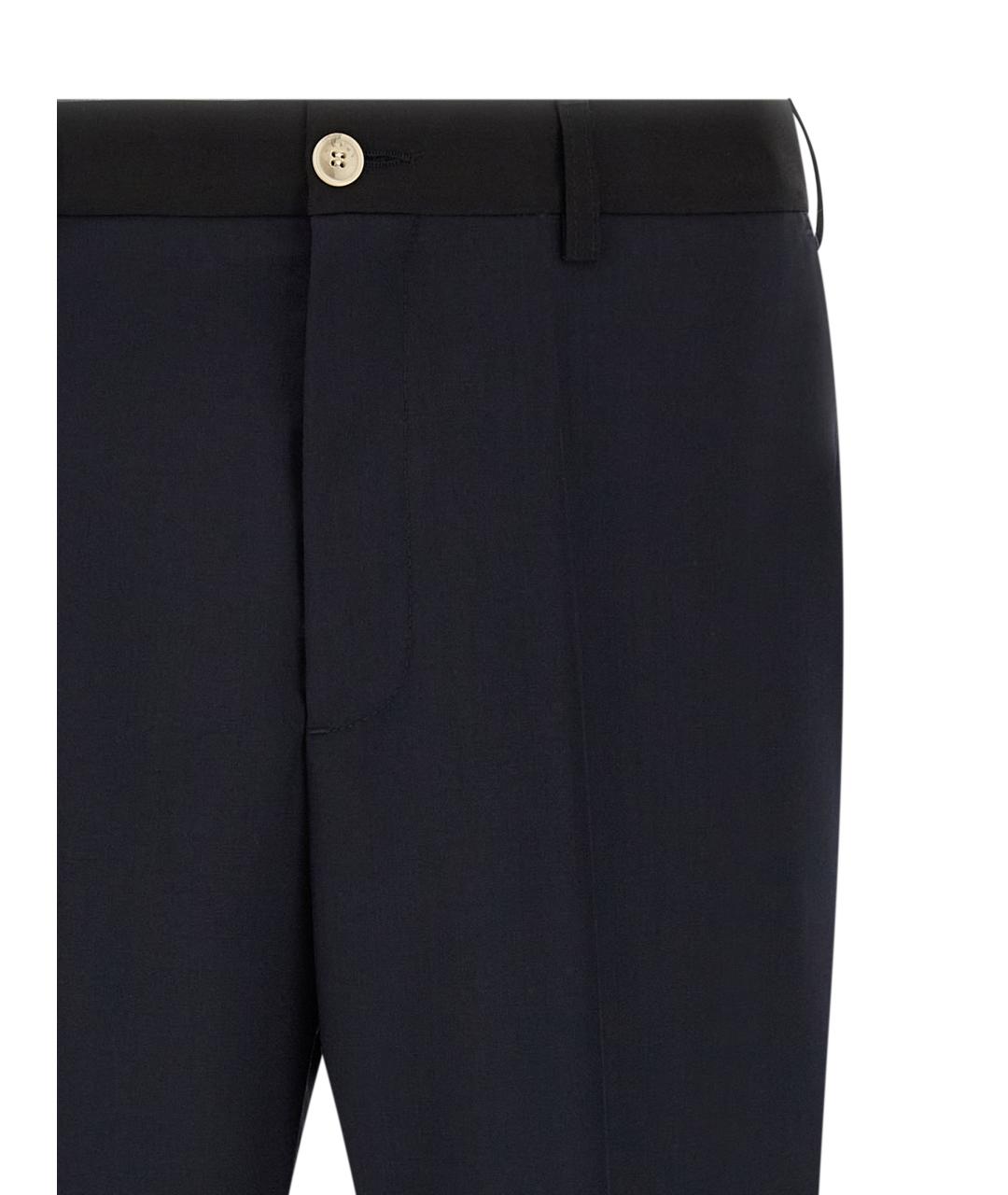MARNI Темно-синие шерстяные повседневные брюки, фото 3