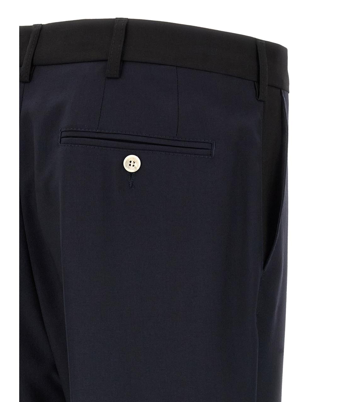 MARNI Темно-синие шерстяные повседневные брюки, фото 4