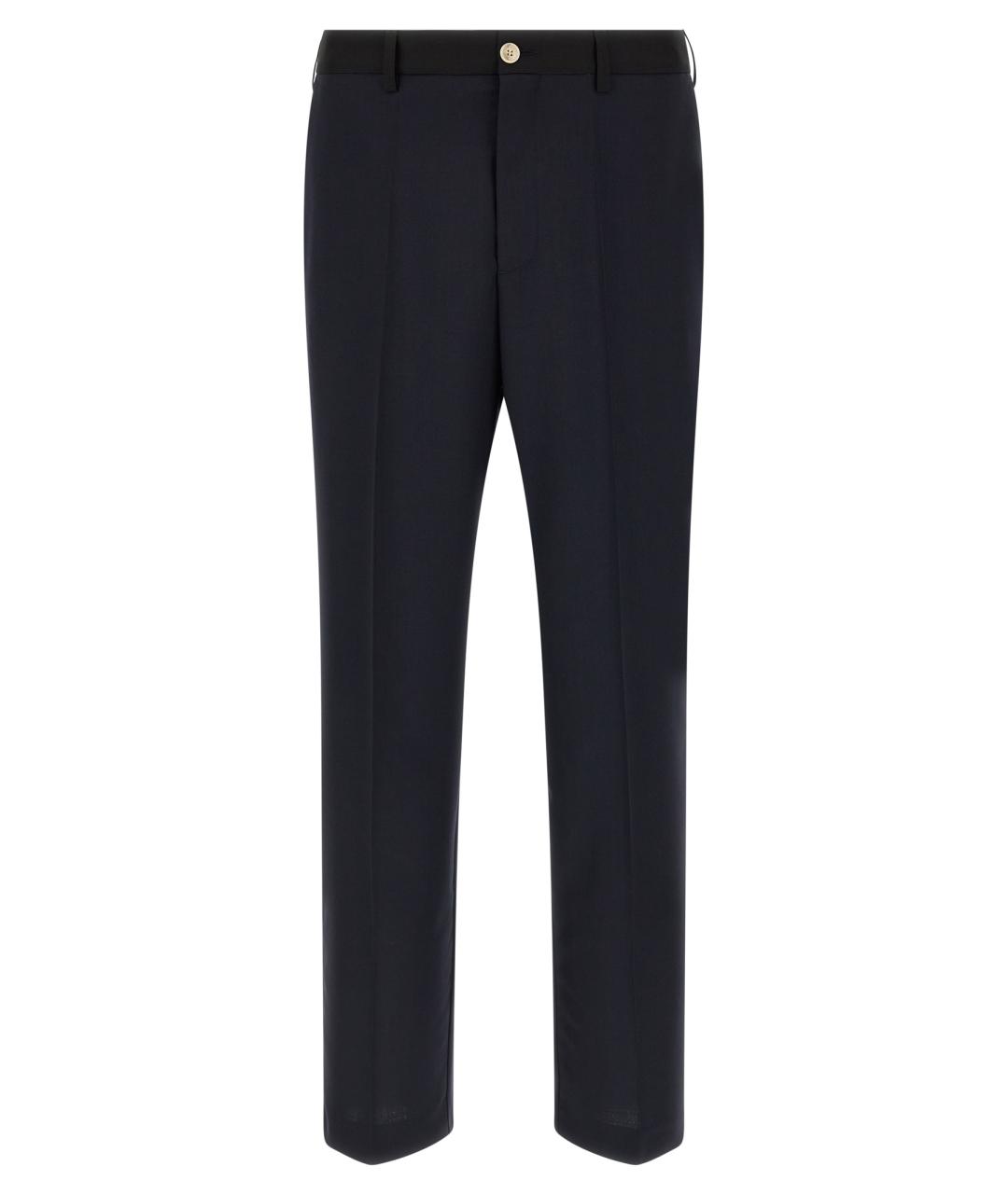 MARNI Темно-синие шерстяные повседневные брюки, фото 1