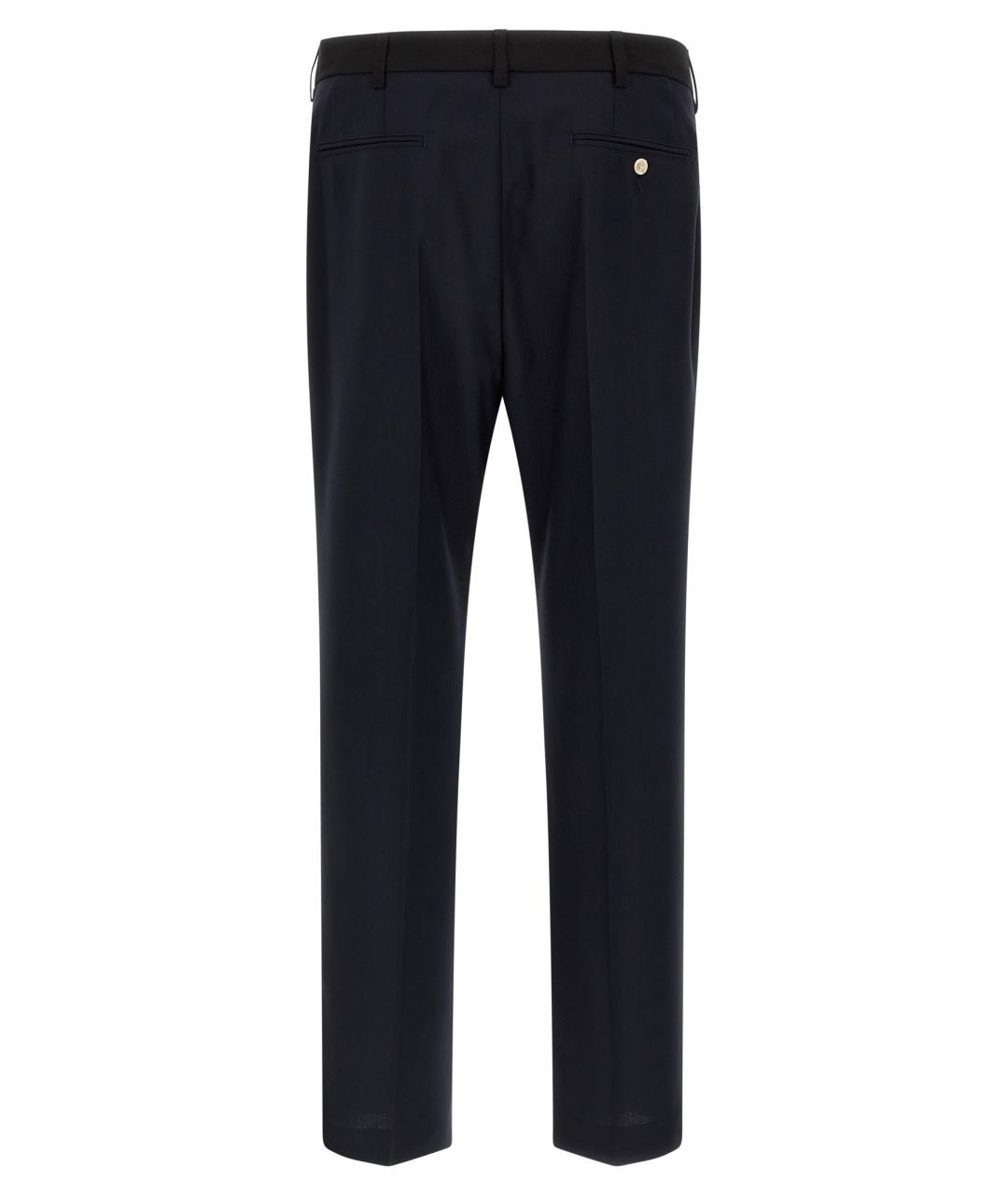 MARNI Темно-синие шерстяные повседневные брюки, фото 2