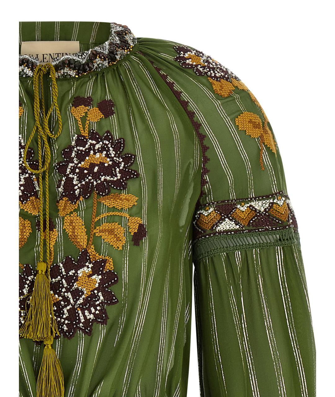 VALENTINO Зеленая шелковая блузы, фото 3