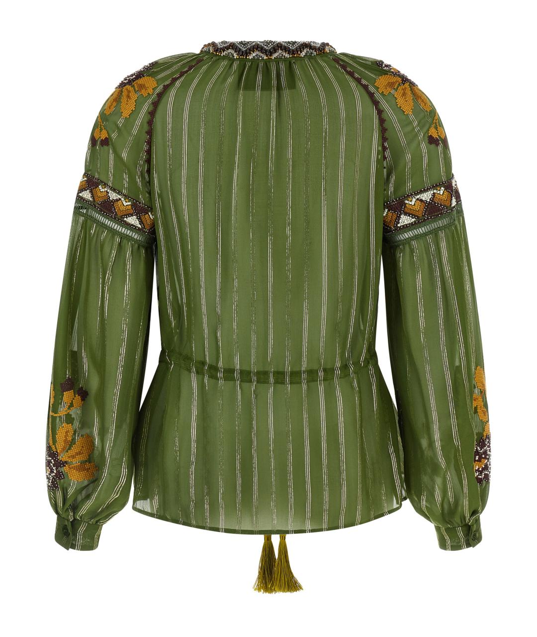 VALENTINO Зеленая шелковая блузы, фото 2