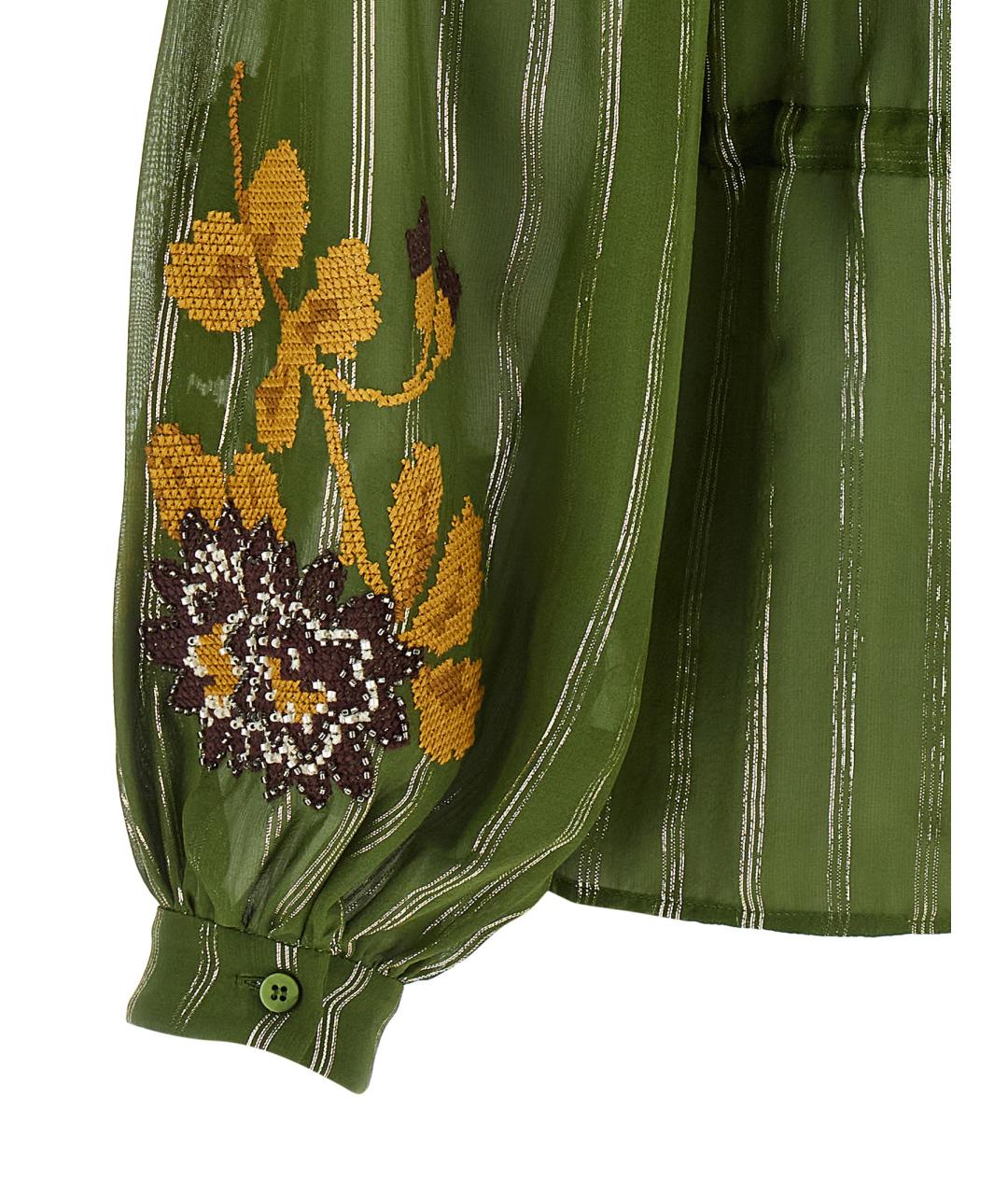 VALENTINO Зеленая шелковая блузы, фото 4