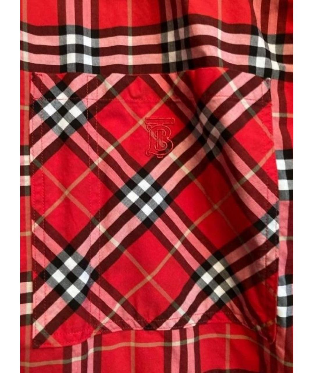 BURBERRY Красная хлопко-эластановая рубашка, фото 8