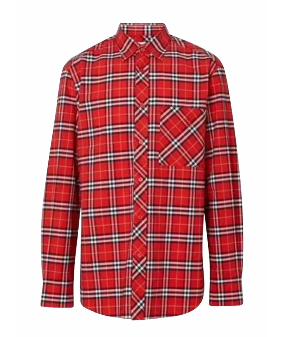 BURBERRY Красная хлопко-эластановая рубашка, фото 1