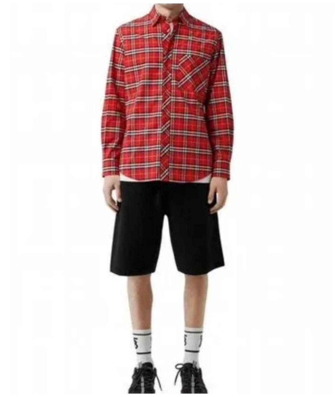 BURBERRY Красная хлопко-эластановая рубашка, фото 2