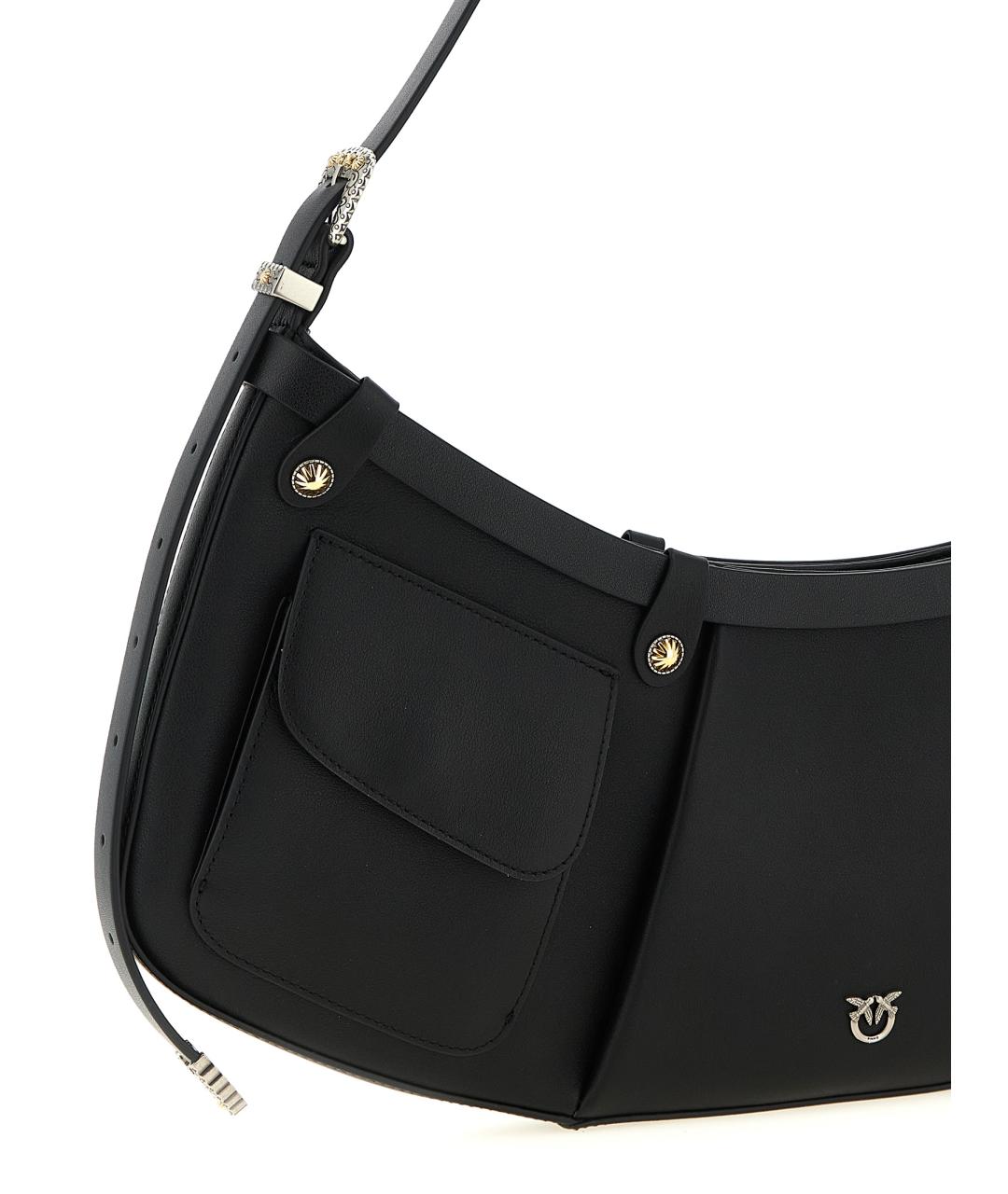 PINKO Черная кожаная сумка через плечо, фото 3