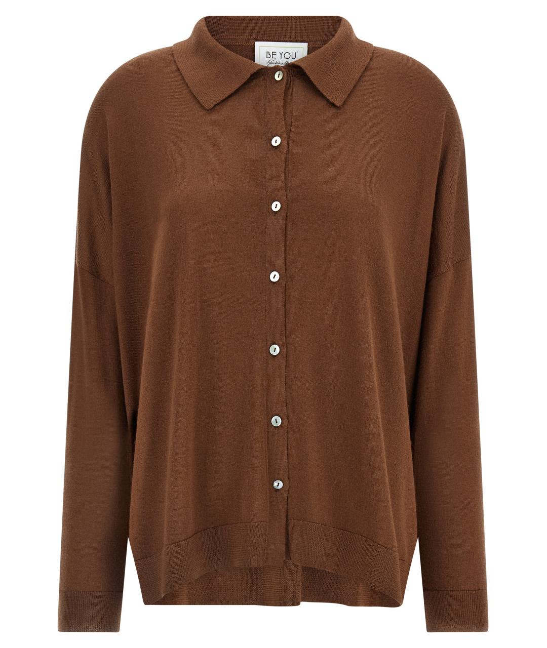 BE YOU Коричневый кашемировый кардиган, фото 1