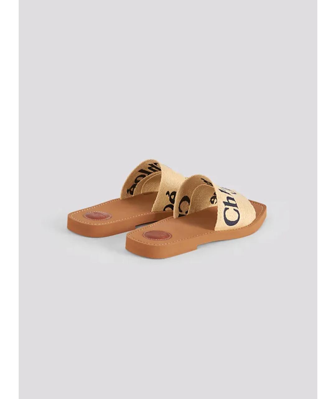 CHLOE Бежевые текстильные шлепанцы, фото 3