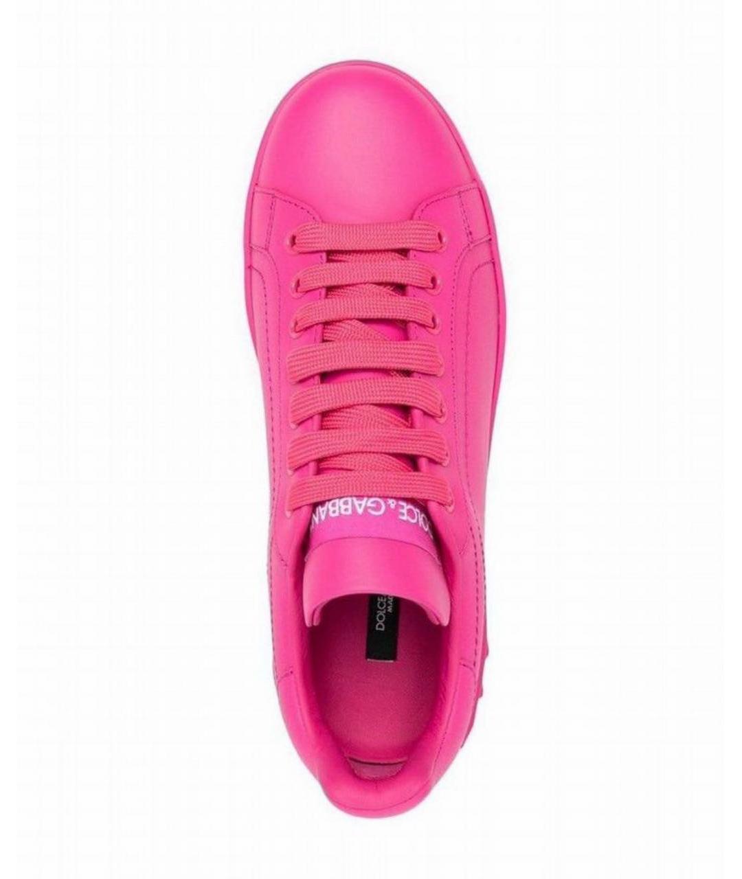 DOLCE&GABBANA Фуксия кожаные кеды, фото 3