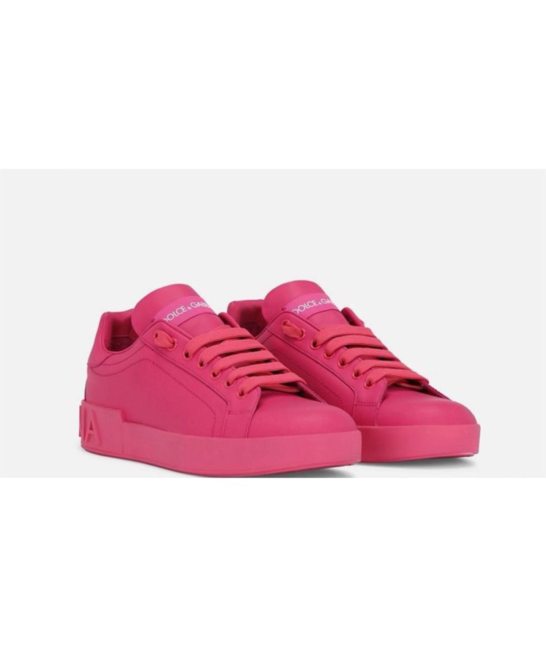 DOLCE&GABBANA Фуксия кожаные кеды, фото 2