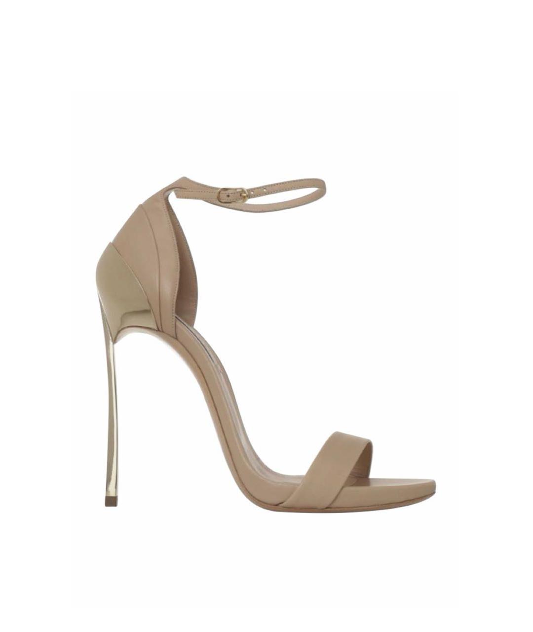 CASADEI Бежевые кожаные босоножки, фото 4