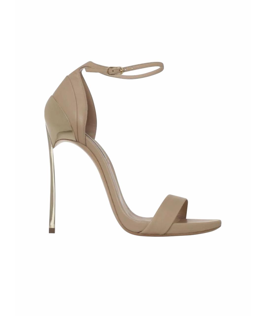 CASADEI Бежевые кожаные босоножки, фото 1