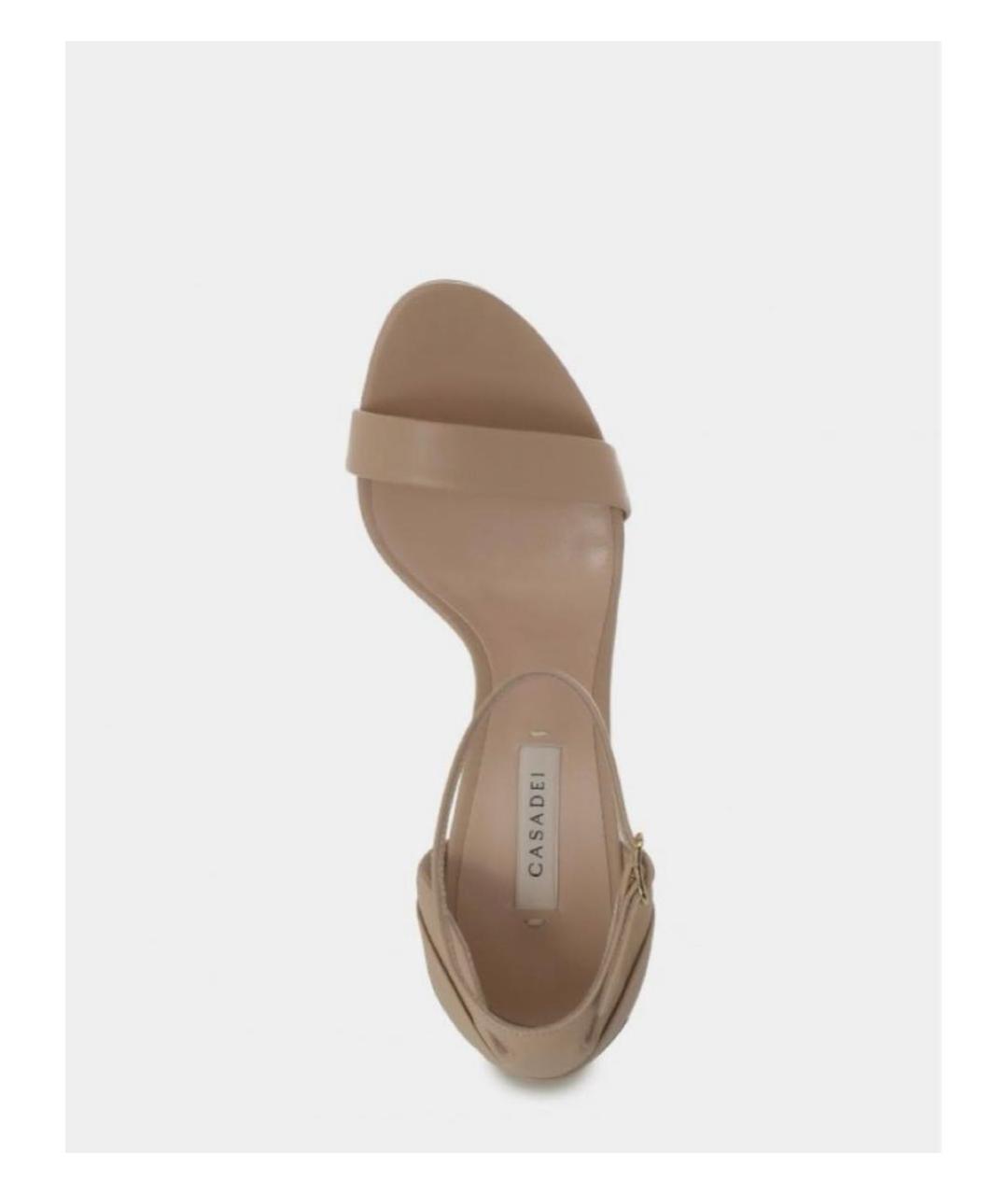 CASADEI Бежевые кожаные босоножки, фото 2