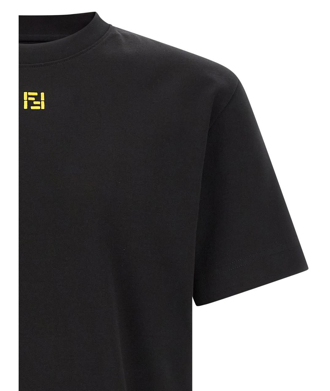 FENDI Черная хлопковая футболка, фото 3