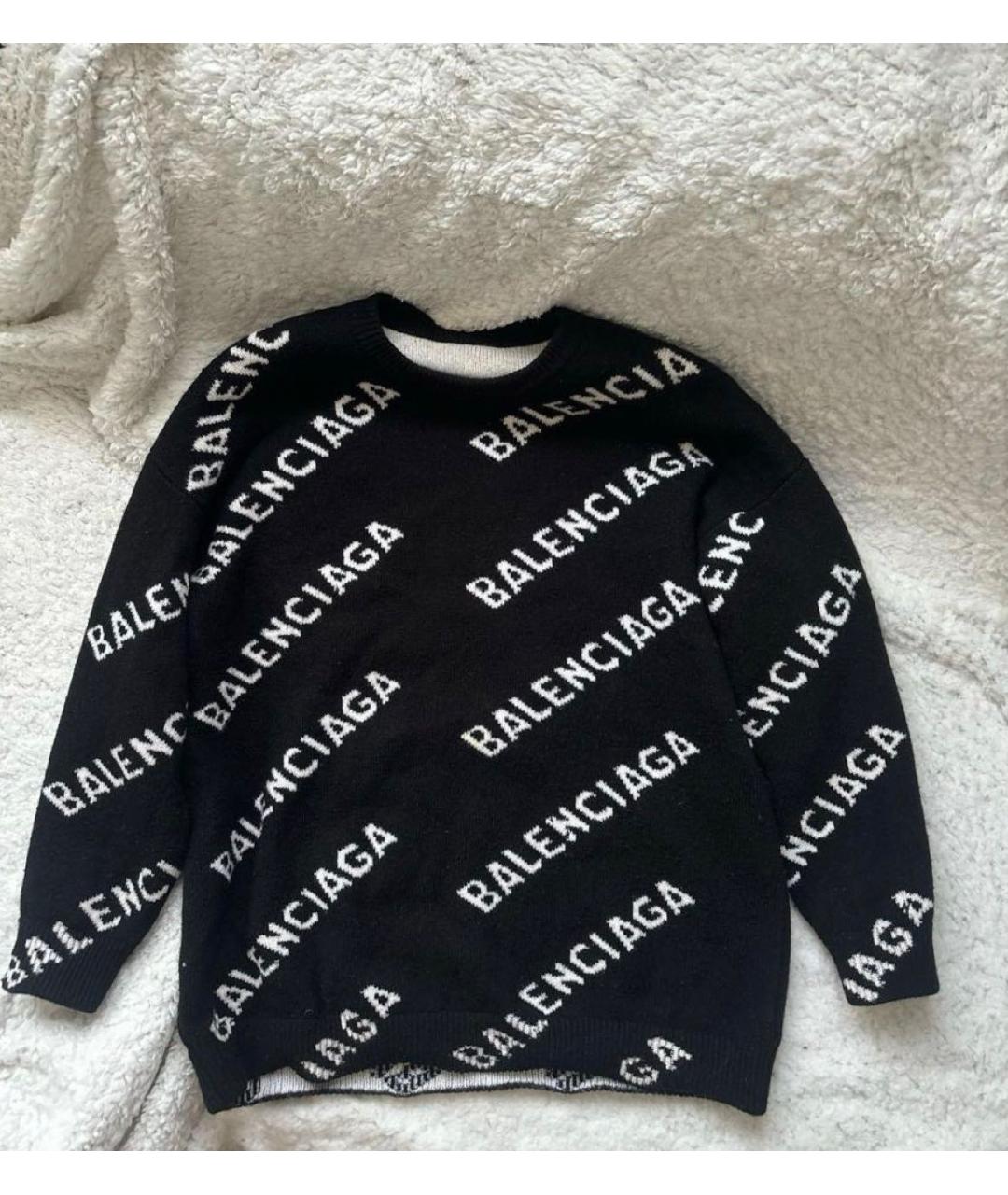 BALENCIAGA Черный шерстяной джемпер / свитер, фото 2