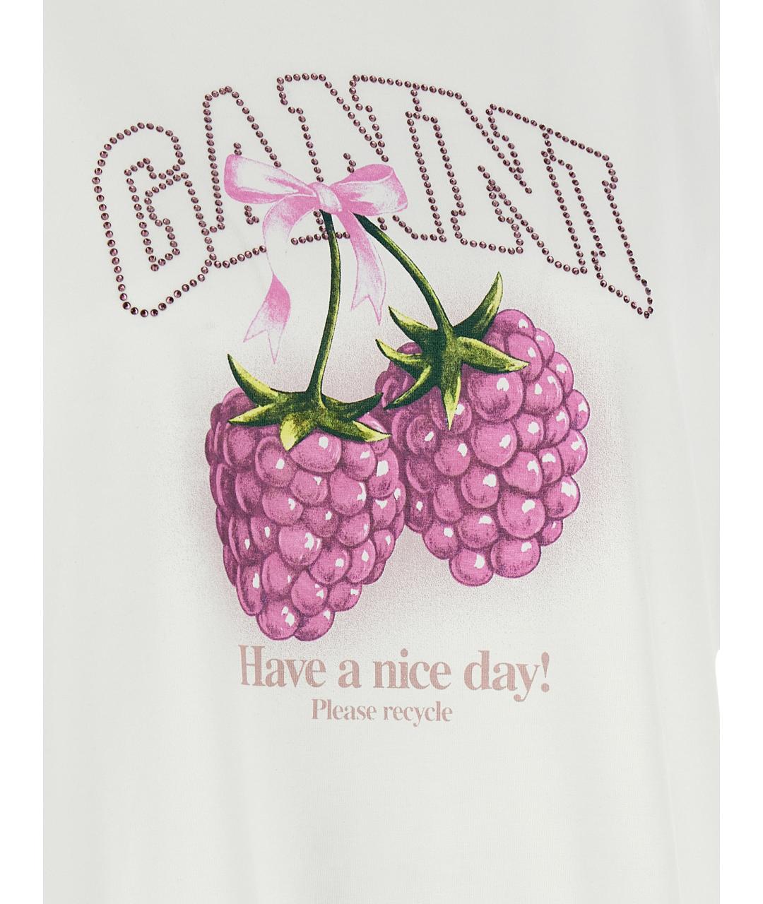 GANNI Белая хлопковая футболка, фото 4