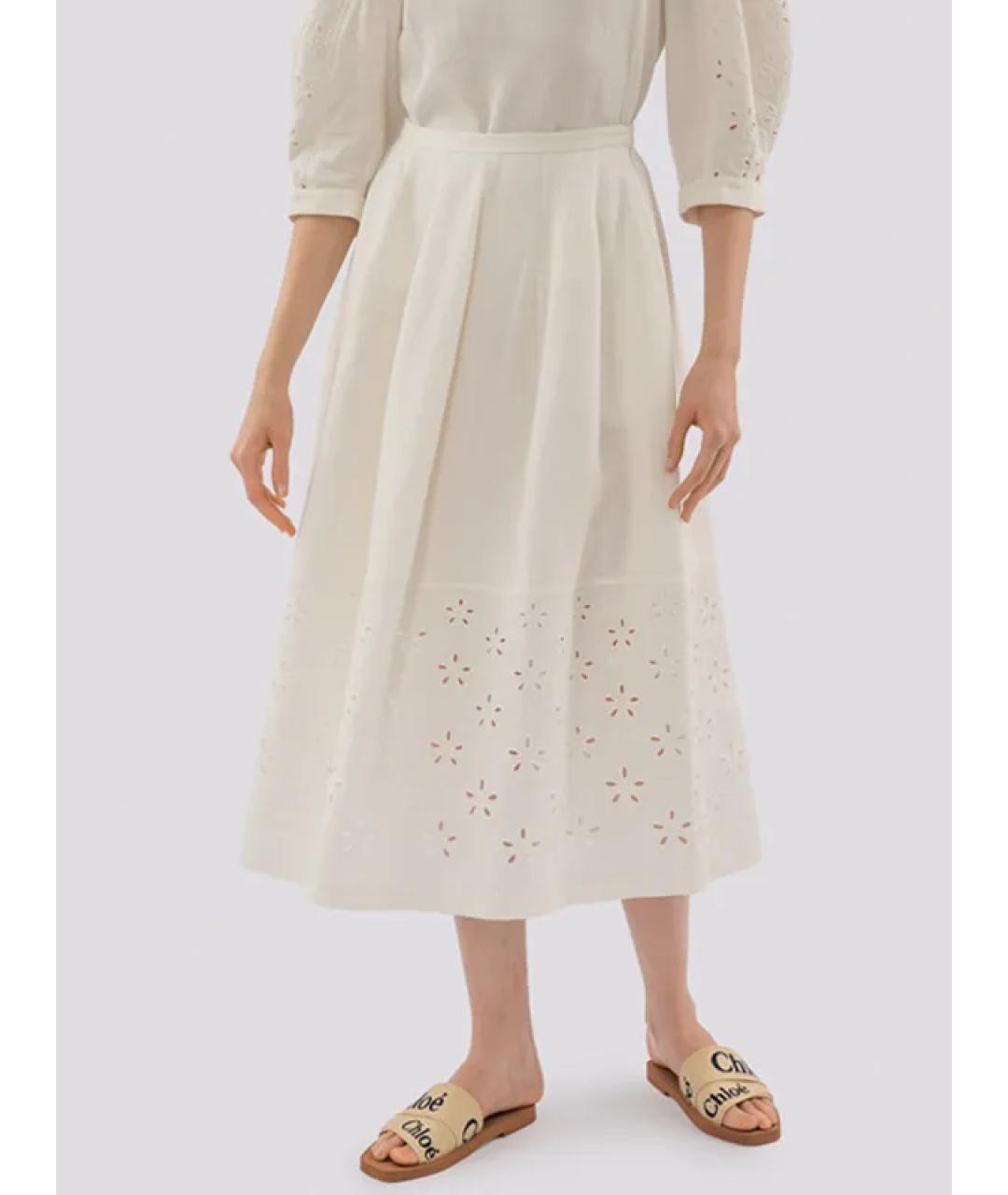 CHLOE Бежевая полиэстеровая юбка миди, фото 2