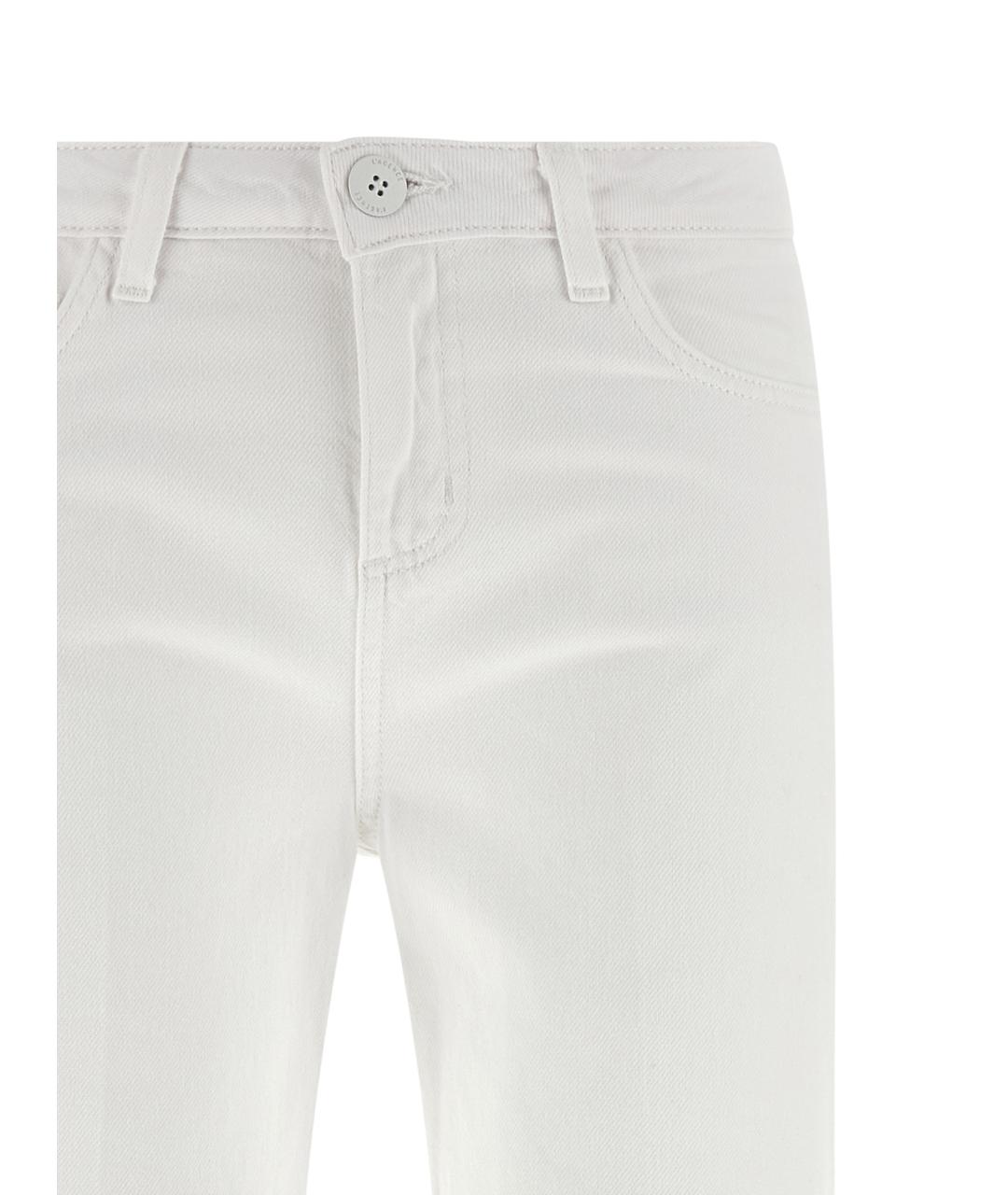 L'AGENCE Белые хлопковые прямые джинсы, фото 3