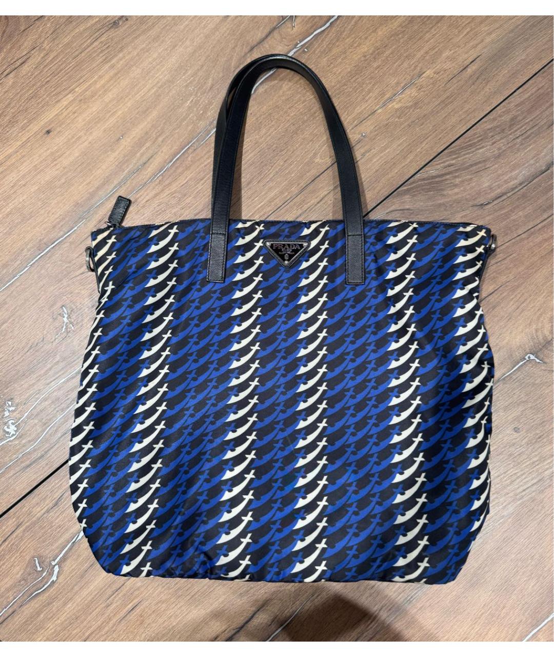 PRADA Синяя тканевая сумка тоут, фото 5