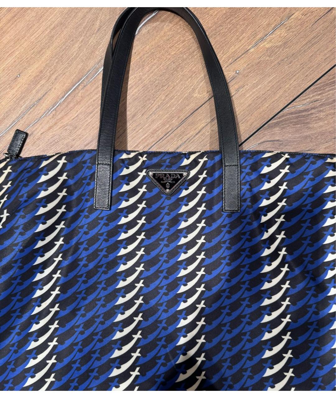 PRADA Синяя тканевая сумка тоут, фото 2