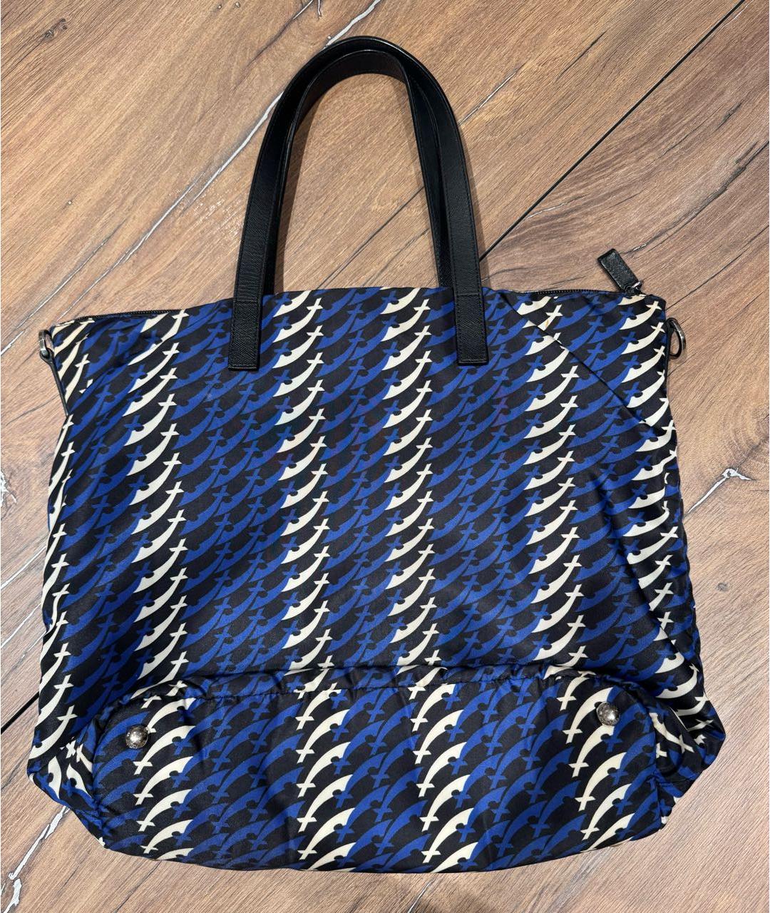 PRADA Синяя тканевая сумка тоут, фото 3