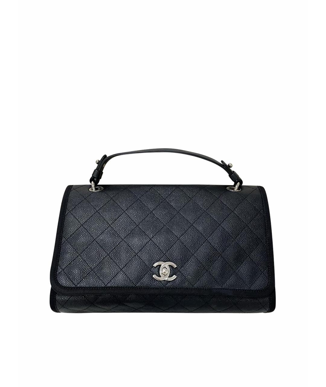 CHANEL Черная кожаная сумка с короткими ручками, фото 1