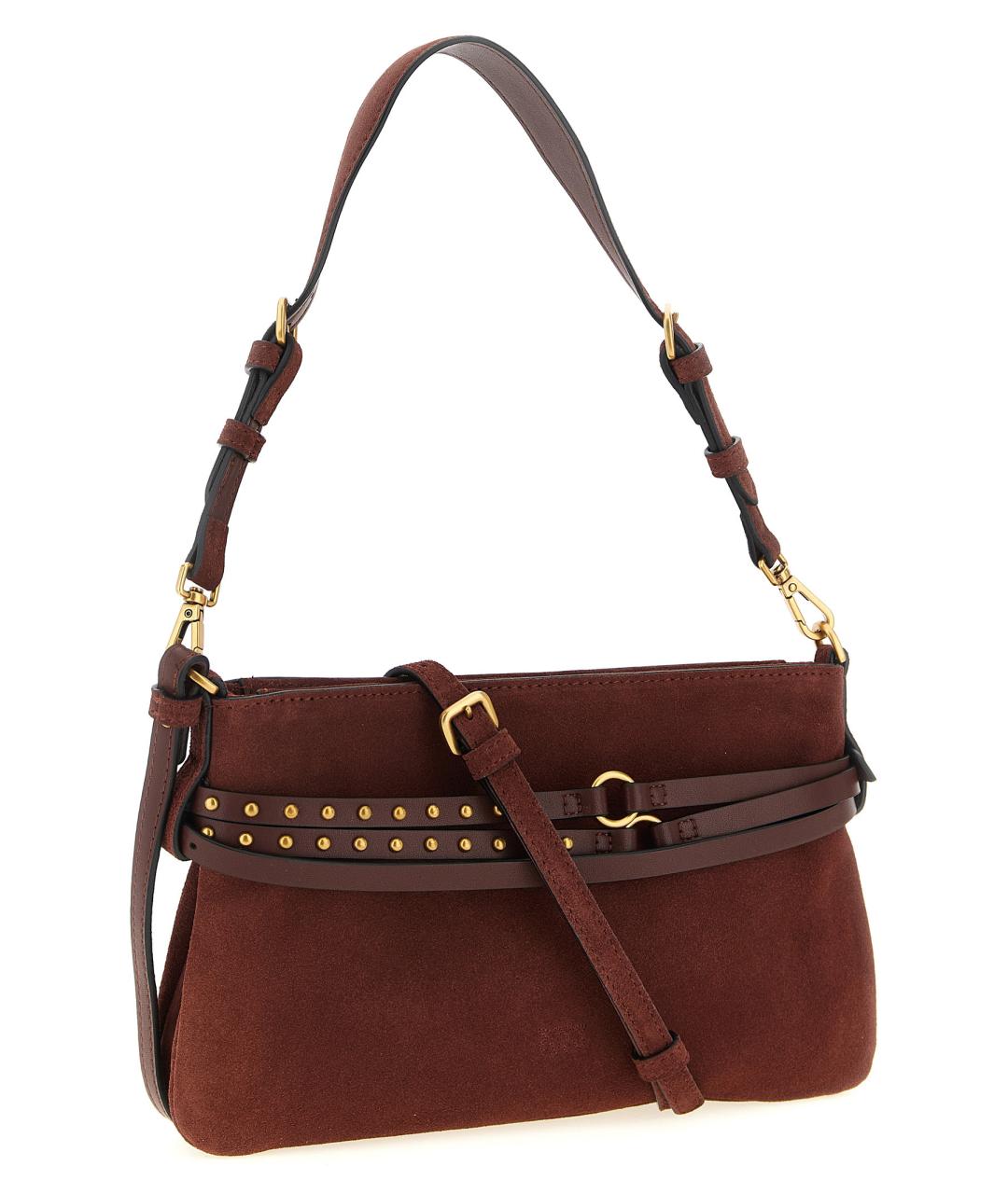 PINKO Бордовая замшевая сумка через плечо, фото 2