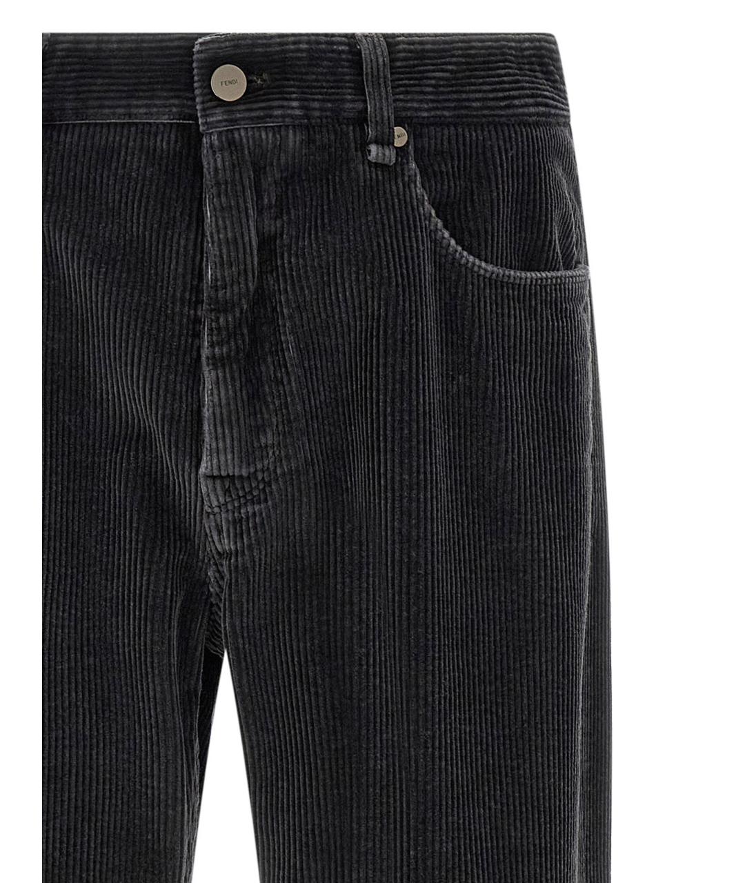 FENDI Серые хлопковые повседневные брюки, фото 3