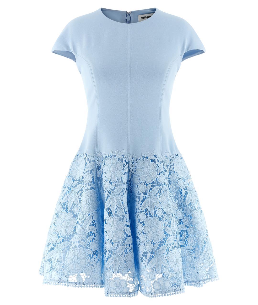 SELF-PORTRAIT Голубое полиэстеровое платье, фото 1