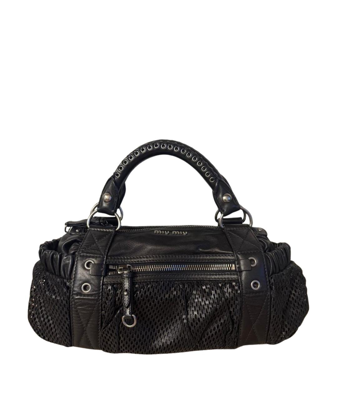 MIU MIU Черная кожаная сумка с короткими ручками, фото 1