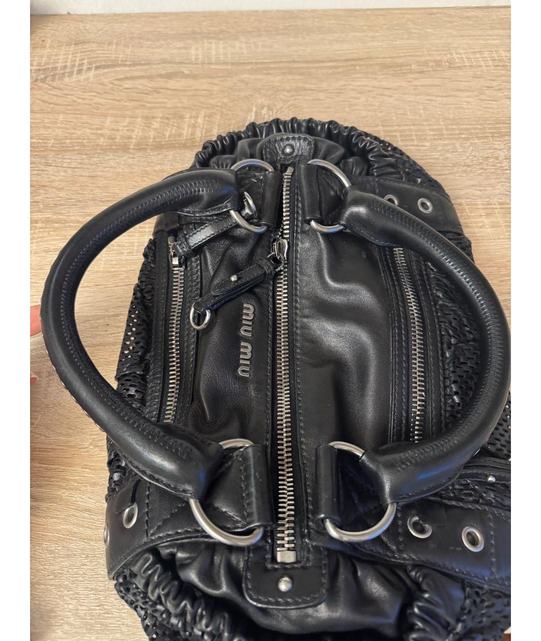 MIU MIU Черная кожаная сумка с короткими ручками, фото 6