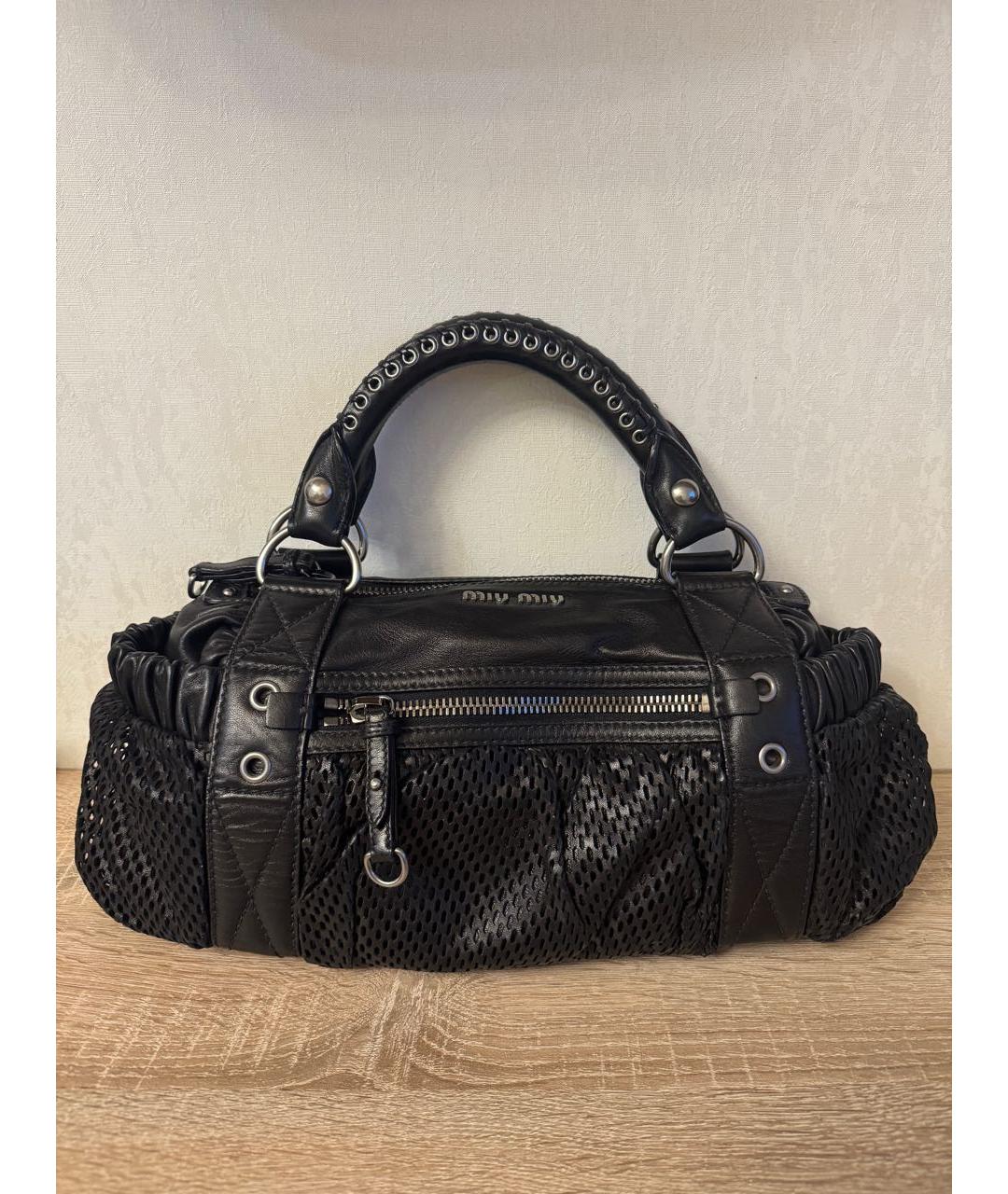 MIU MIU Черная кожаная сумка с короткими ручками, фото 7