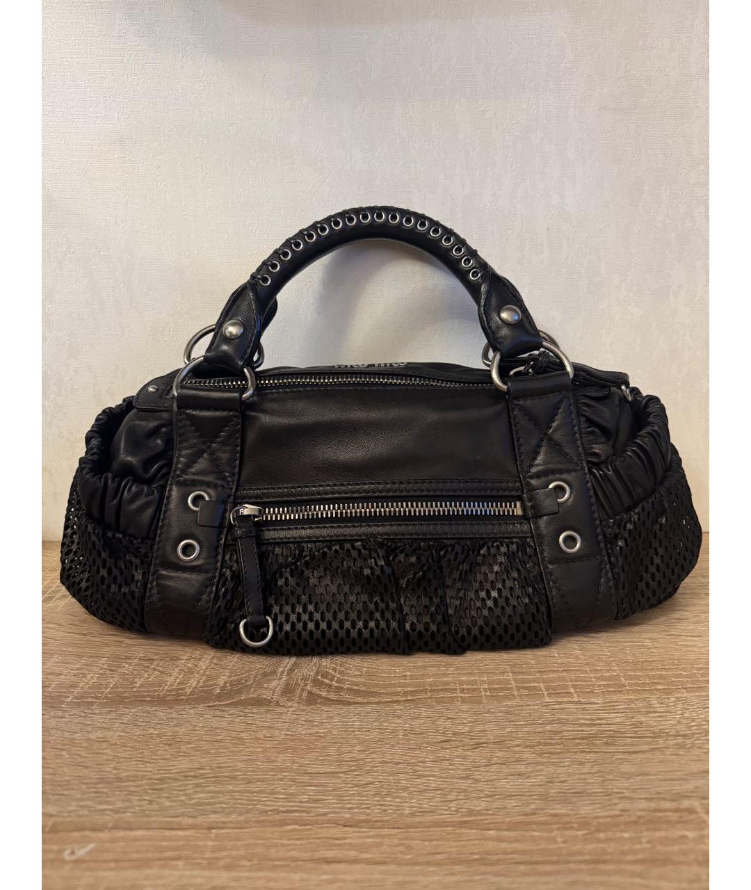 MIU MIU Черная кожаная сумка с короткими ручками, фото 2