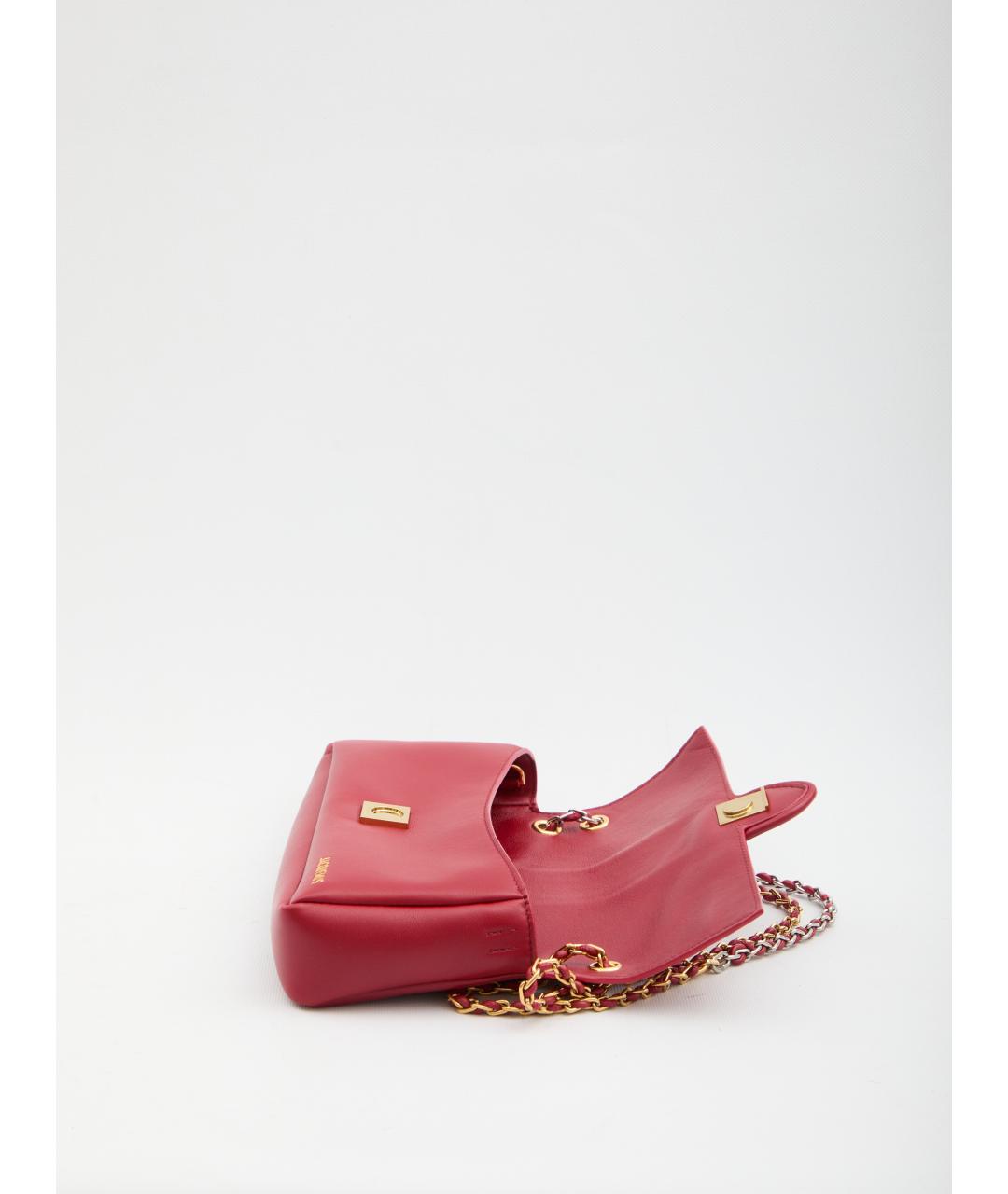 JACQUEMUS Красная кожаная сумка через плечо, фото 4