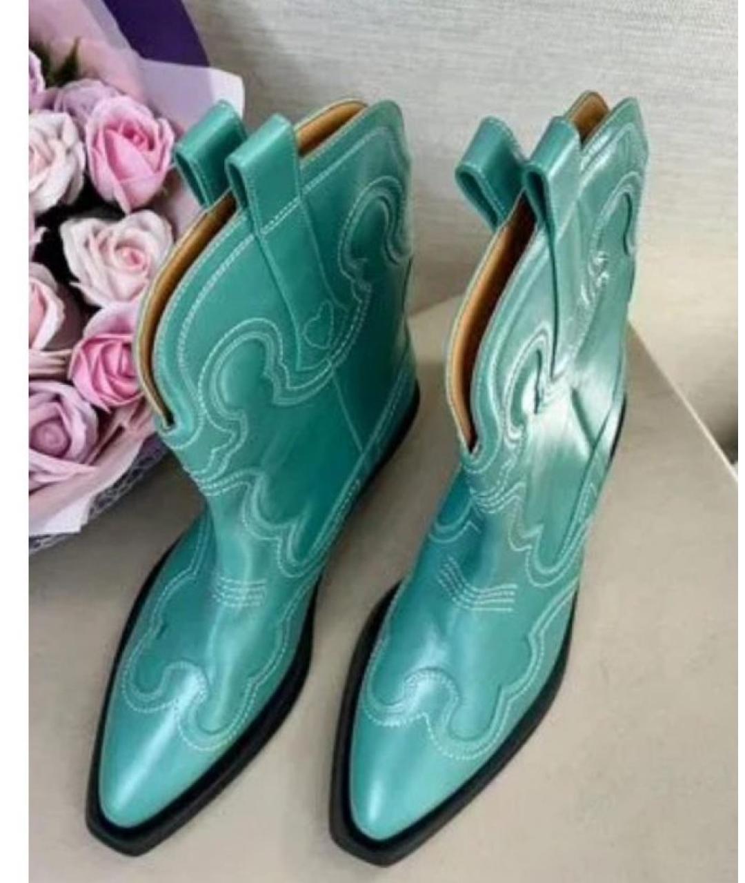 GANNI Зеленые кожаные полусапоги, фото 3