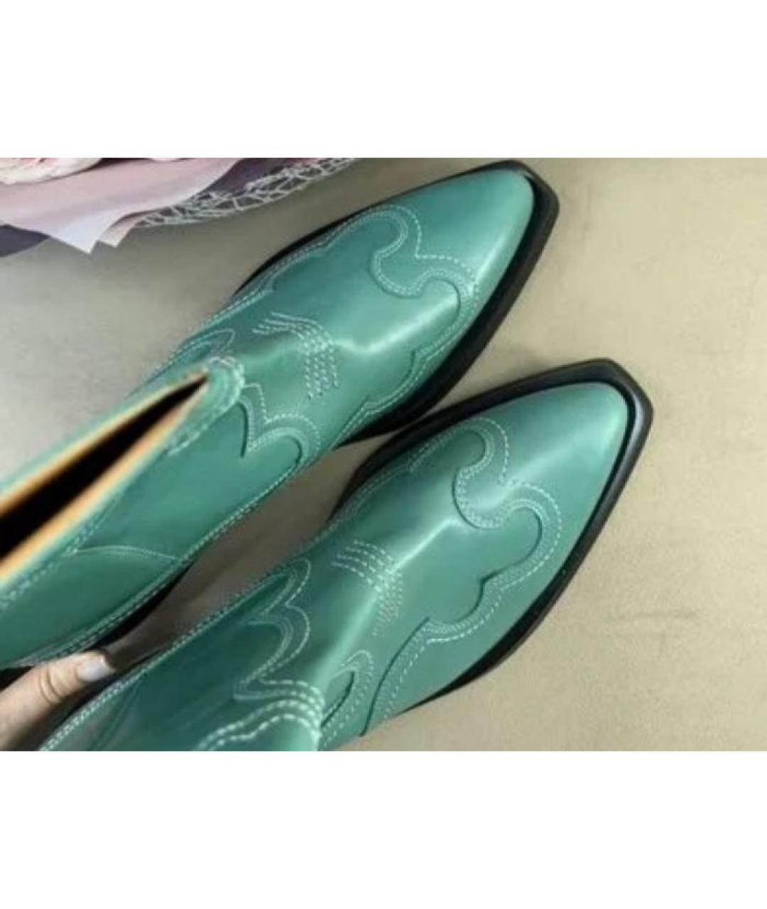 GANNI Зеленые кожаные полусапоги, фото 5